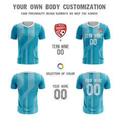 Light Blue White Athletic Sport Soccer Jersey 5