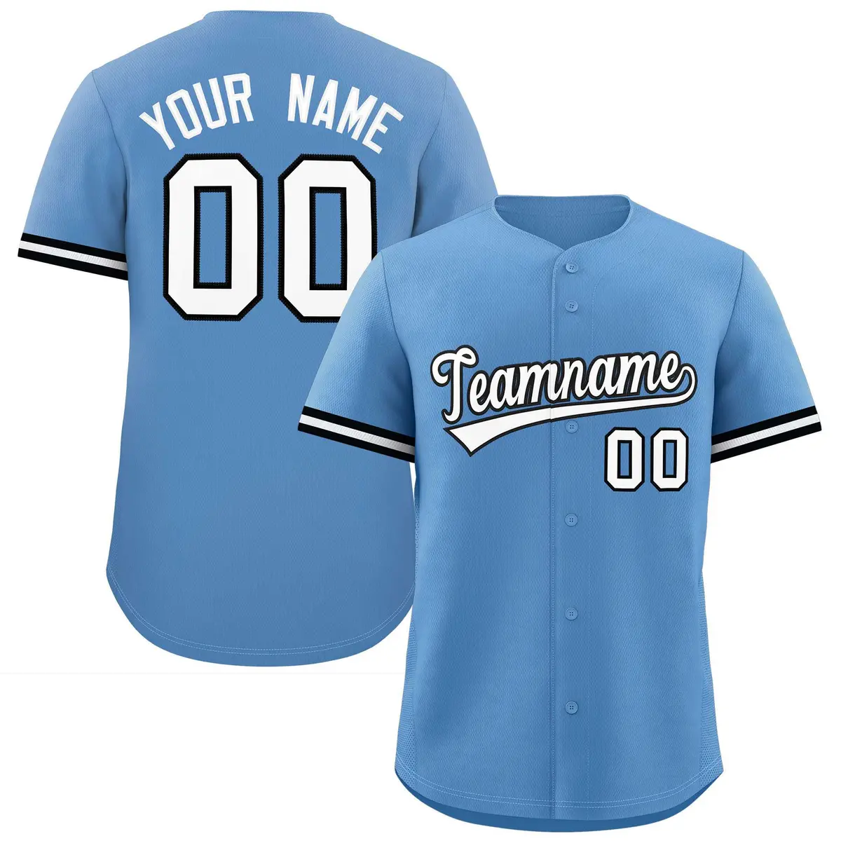 Light Blue White Authentic Full-Button Baseball Jersey