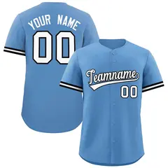Light Blue White Authentic Full-Button Baseball Jersey