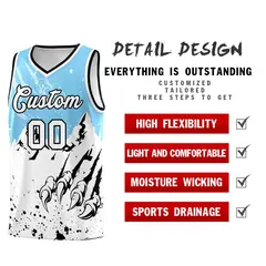 Light Blue White Beast Pattern Sports Basketball Jersey 2