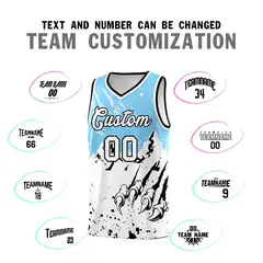 Light Blue White Beast Pattern Sports Basketball Jersey 4