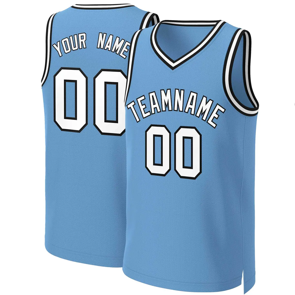 Light Blue White-Black Classic Basketball Jersey