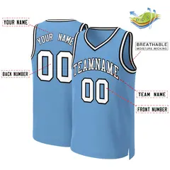 Light Blue White-Black Classic Basketball Jersey 2