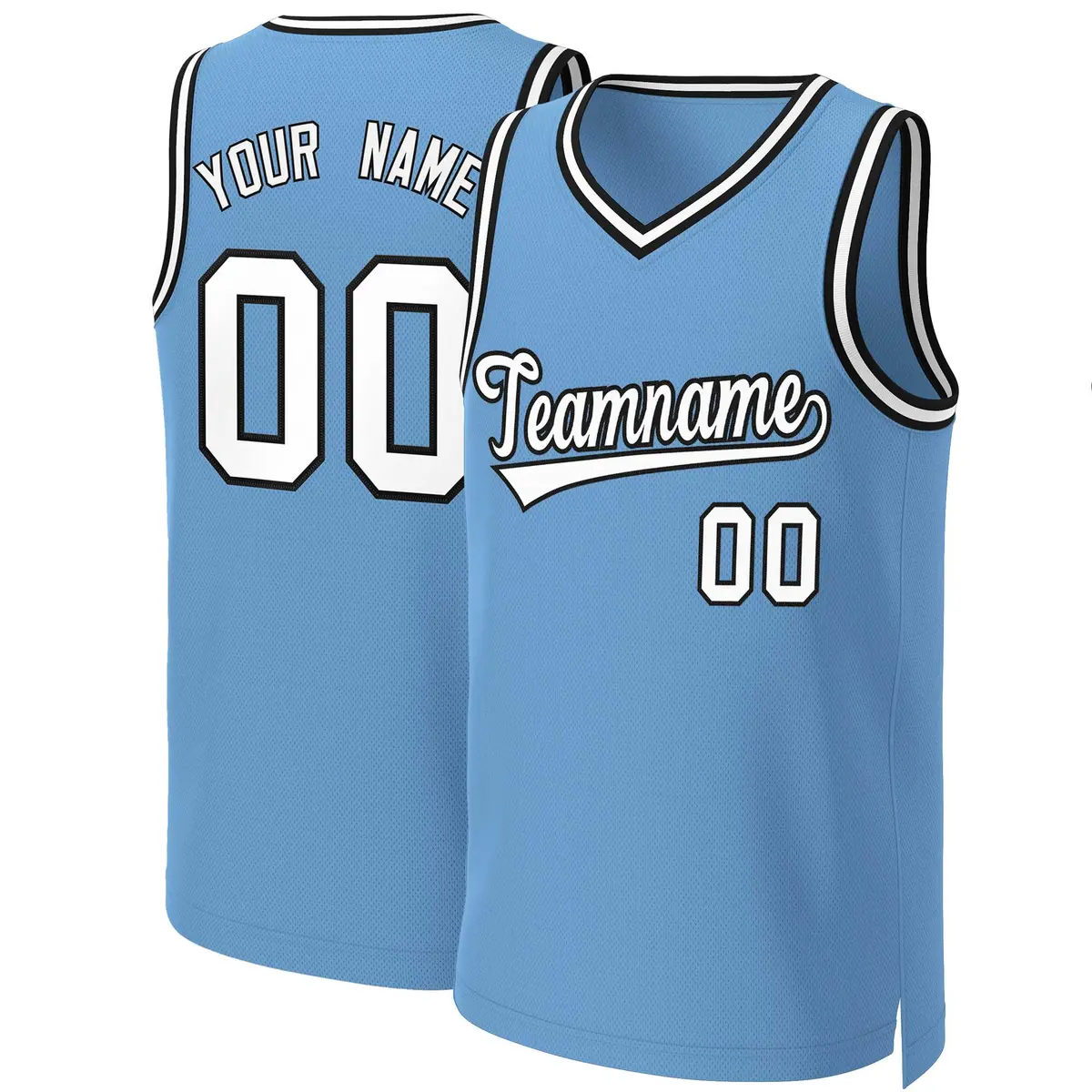 Light Blue White-Black Classic Basketball Jersey