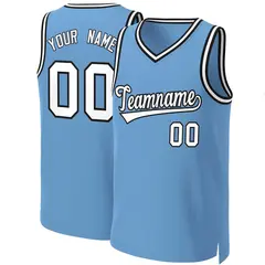 Light Blue White-Black Classic Basketball Jersey