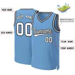 Light Blue White-Black Classic Basketball Jersey 2