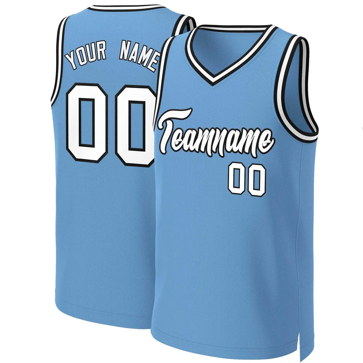 Light Blue White-Black Classic Basketball Jersey