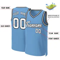 Light Blue White-Black Classic Basketball Jersey 2