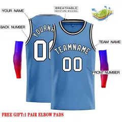 Light Blue White-Black Classic Casual Basketball Jersey 2