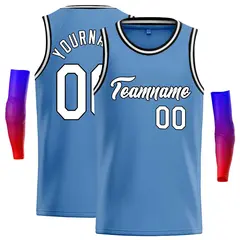 Light Blue White-Black Classic Casual Basketball Jersey