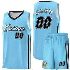 Light Blue White-Black Classic Sets Basketball Jersey