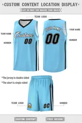 Light Blue White-Black Classic Sets Basketball Jersey 2
