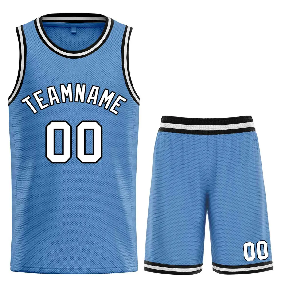 Light Blue White-Black Classic Sets Basketball Jersey