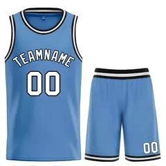 Light Blue White-Black Classic Sets Basketball Jersey 1