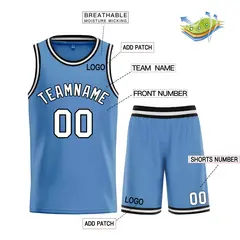 Light Blue White-Black Classic Sets Basketball Jersey 3