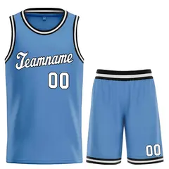Light Blue White-Black Classic Sets Basketball Jersey