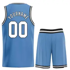 Light Blue White-Black Classic Sets Basketball Jersey 2