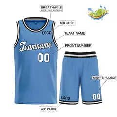 Light Blue White-Black Classic Sets Basketball Jersey 3