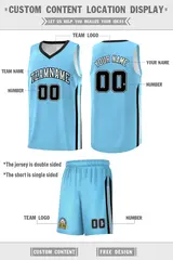 Light Blue White-Black Classic Sets Basketball Jersey 2