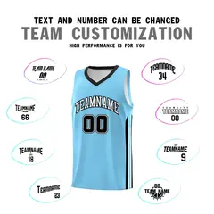 Light Blue White-Black Classic Sets Basketball Jersey 4