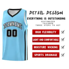 Light Blue White-Black Classic Sets Basketball Jersey 5