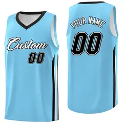 Light Blue White-Black Classic Tops Basketball Jersey