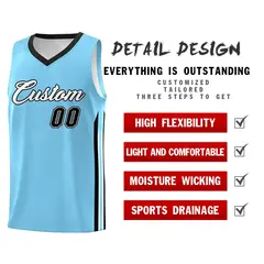 Light Blue White-Black Classic Tops Basketball Jersey 4