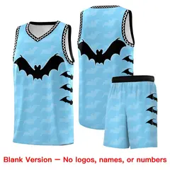 Light Blue White Black Halloween Bat Pattern Basketball Jersey 7