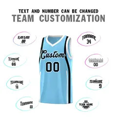 Light Blue White-Black Ribbon Pattern Basketball Kits 4