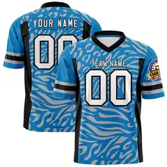 Light Blue White-Black Zebra Stripes Football Jersey 1
