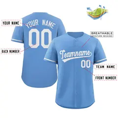 Light Blue White Classic Authentic Baseball Jersey 2
