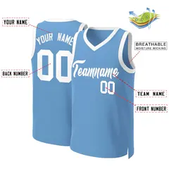 Light Blue White Classic Basketball Jersey 2