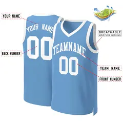 Light Blue White Classic Basketball Jersey 2