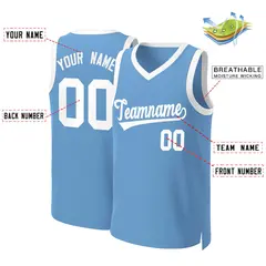 Light Blue White Classic Basketball Jersey 2