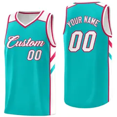 Light Blue White Classic Men/Boy Athletic Basketball Jersey