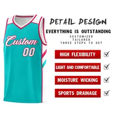 Light Blue White Classic Men/Boy Athletic Basketball Jersey 4