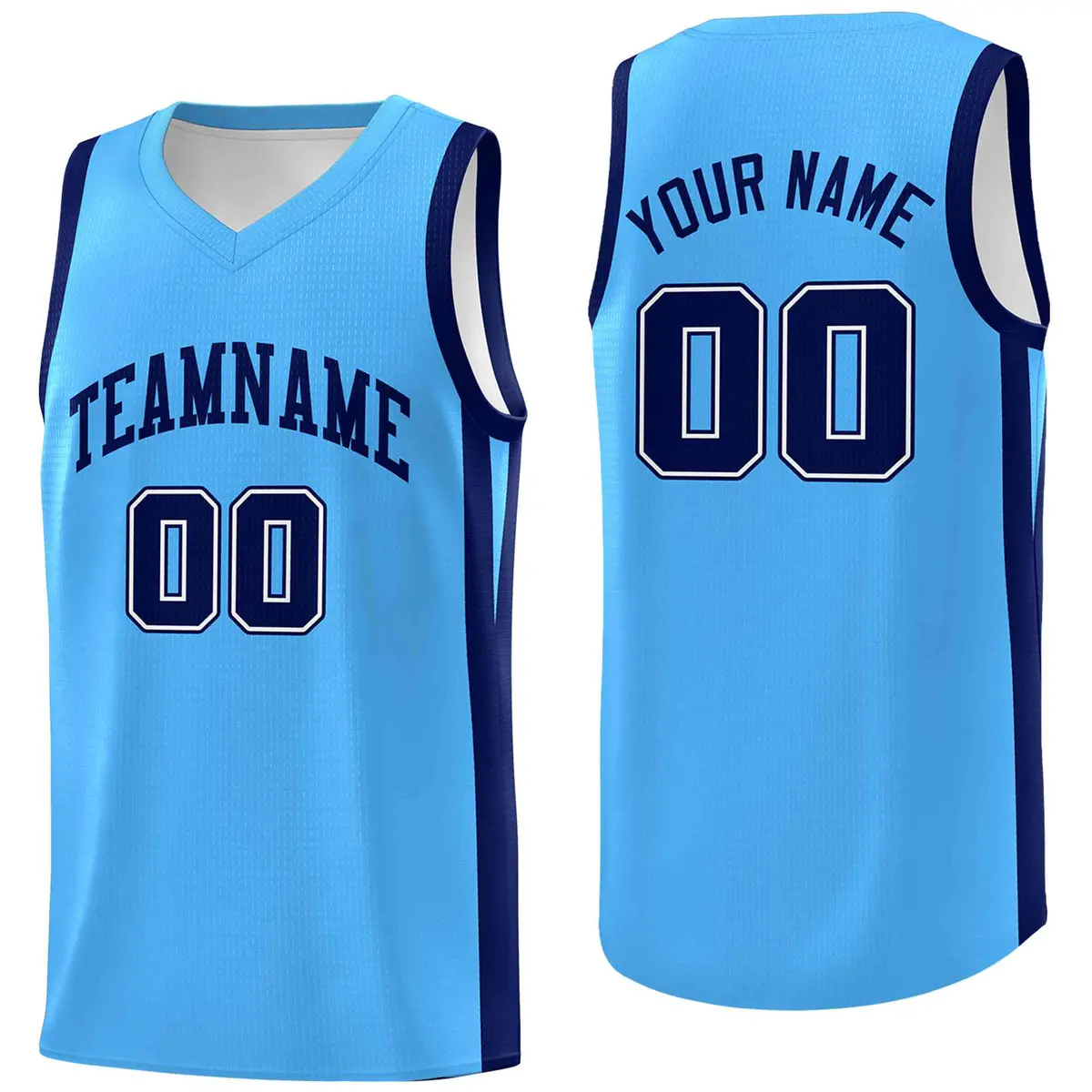 Light Blue White Classic Mesh Sport Basketball Jersey