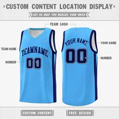 Light Blue White Classic Mesh Sport Basketball Jersey 2