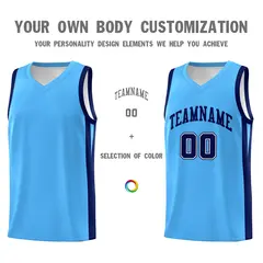 Light Blue White Classic Mesh Sport Basketball Jersey 3