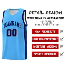 Light Blue White Classic Mesh Sport Basketball Jersey 4