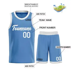 Light Blue White Classic Sports Uniform Basketball Jersey 3