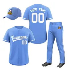 Light Blue White Classic Style Full Baseball Team Kits