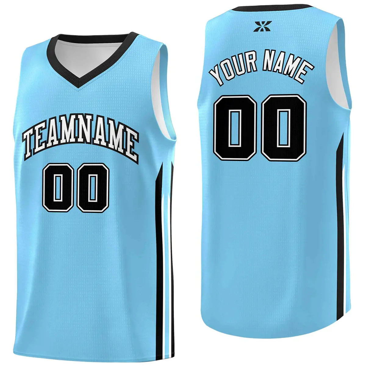 Light Blue White Classic Tops Mesh Bull Basketball Jersey