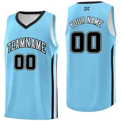Light Blue White Classic Tops Mesh Bull Basketball Jersey