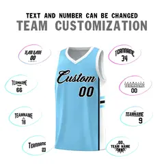 Light Blue White Color Block Varsity Basketball Jersey 4