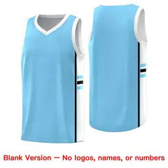 Light Blue White Color Block Varsity Basketball Jersey 6