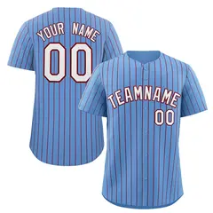 Light Blue White-Crimson Stripe Fashion Baseball Jersey