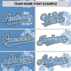 Light Blue White Flower Graffiti Split Baseball Jersey 3