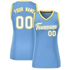 Light Blue White-Gold Classic Mesh Basketball Jersey