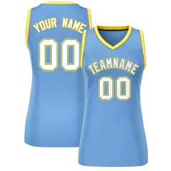 Light Blue White-Gold Classic Mesh Basketball Jersey